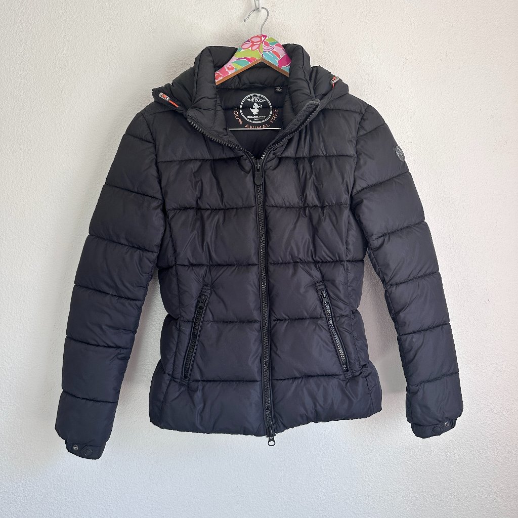 Save The Duck Black Puffer Jacket Size 0/Xs